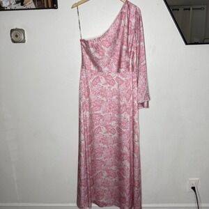 New Sachin And Babi Keely Gown Rouge Damask Rose Pink One Shoulder Womens 14